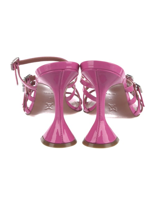 Amina Muaddi Patent Leather Crystal Embellishments Slides