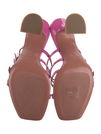 Amina Muaddi Patent Leather Crystal Embellishments Slides