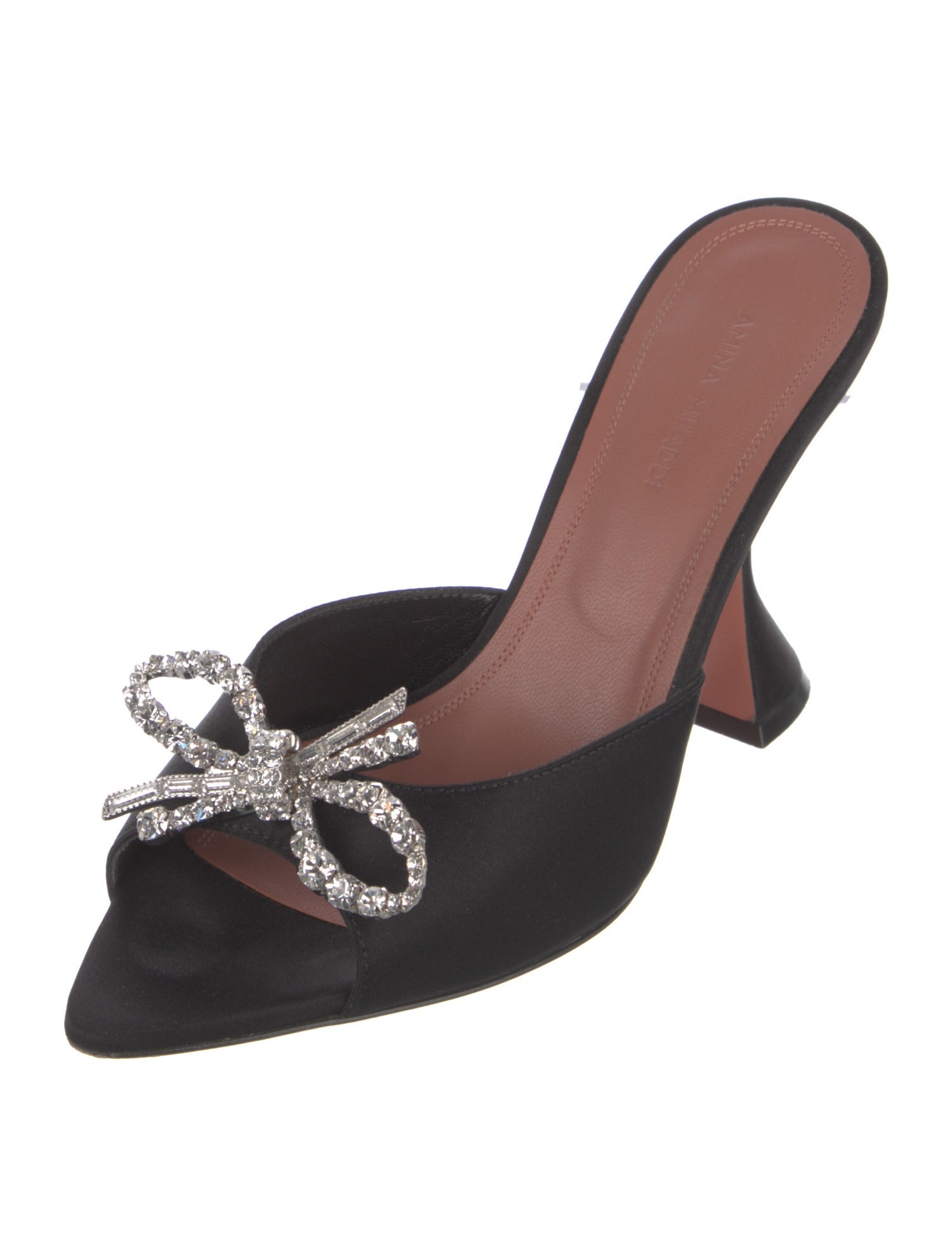 Amina Muaddi Satin Crystal Embellishments Slides