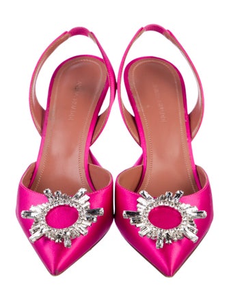 Amina Muaddi Begum Satin Slingback Pumps