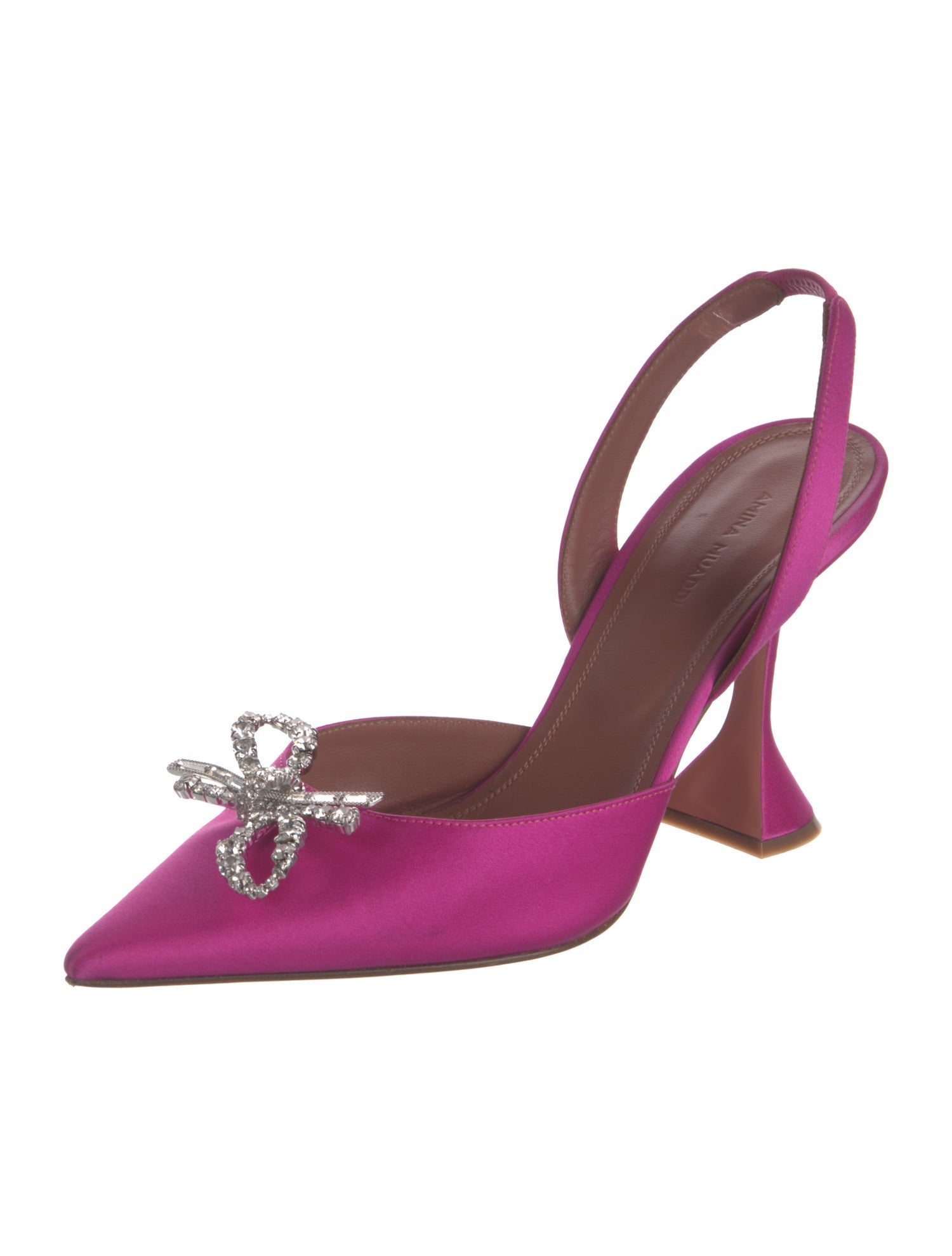 Amina Muaddi Rosie Satin Slingback Pumps
