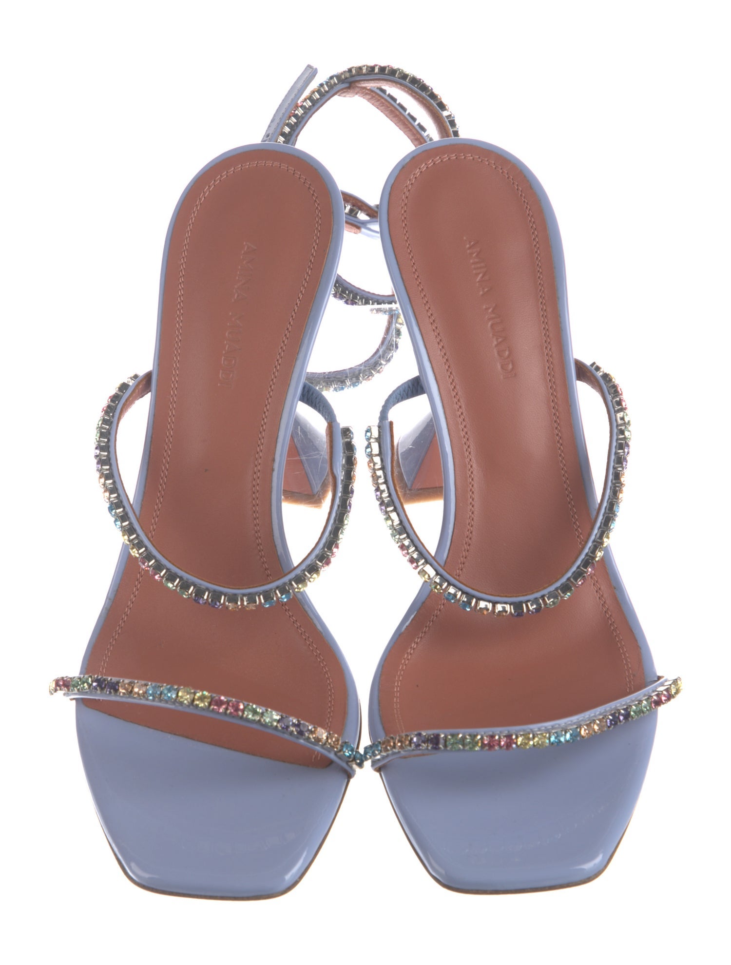 Amina Muaddi Gilda Patent Leather Slingback Sandals