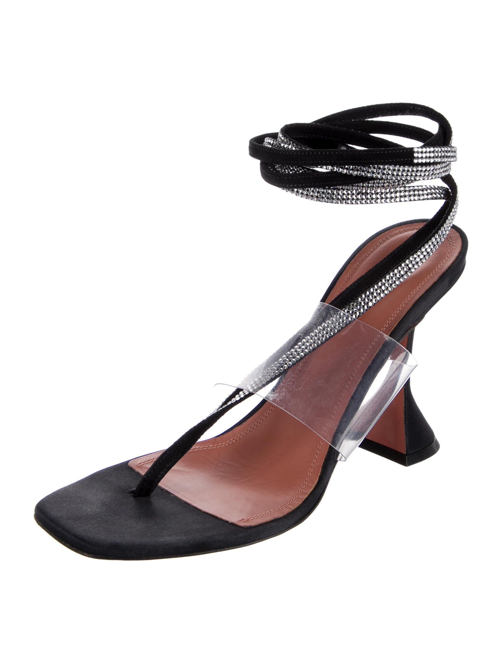 Amina Muaddi Satin Crystal Embellishments Gladiator Sandals