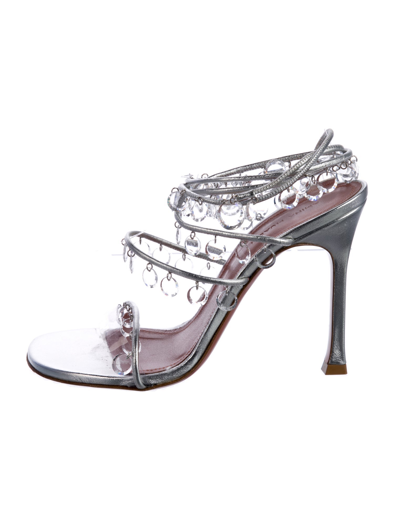 Amina Muaddi Tina 105 Leather Sandals