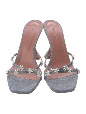 Amina Muaddi Lily Denim Slides