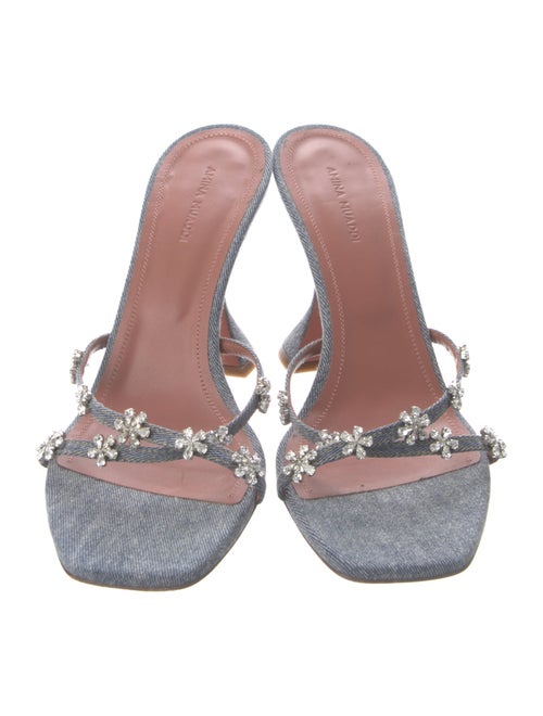 Amina Muaddi Lily Denim Slides