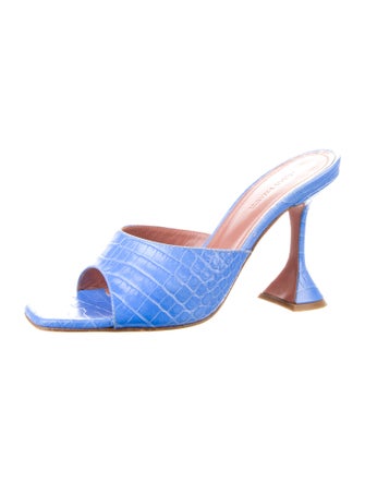 Amina Muaddi Lupita Embossed Leather Slides
