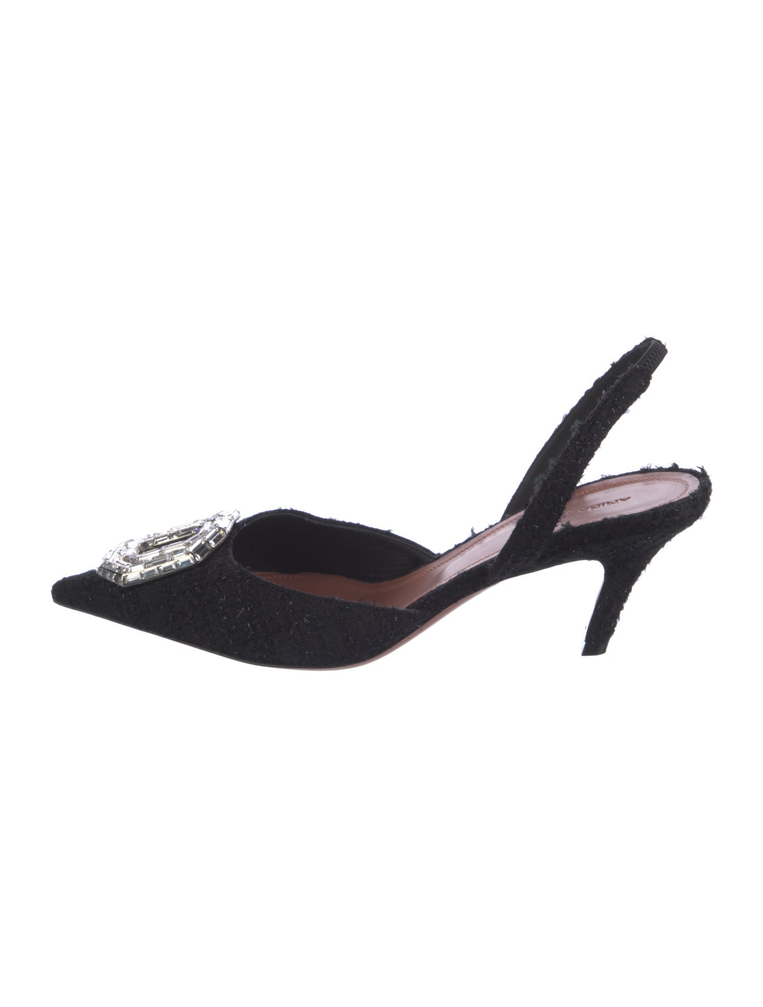 Amina Muaddi Tweed Slingback Pumps