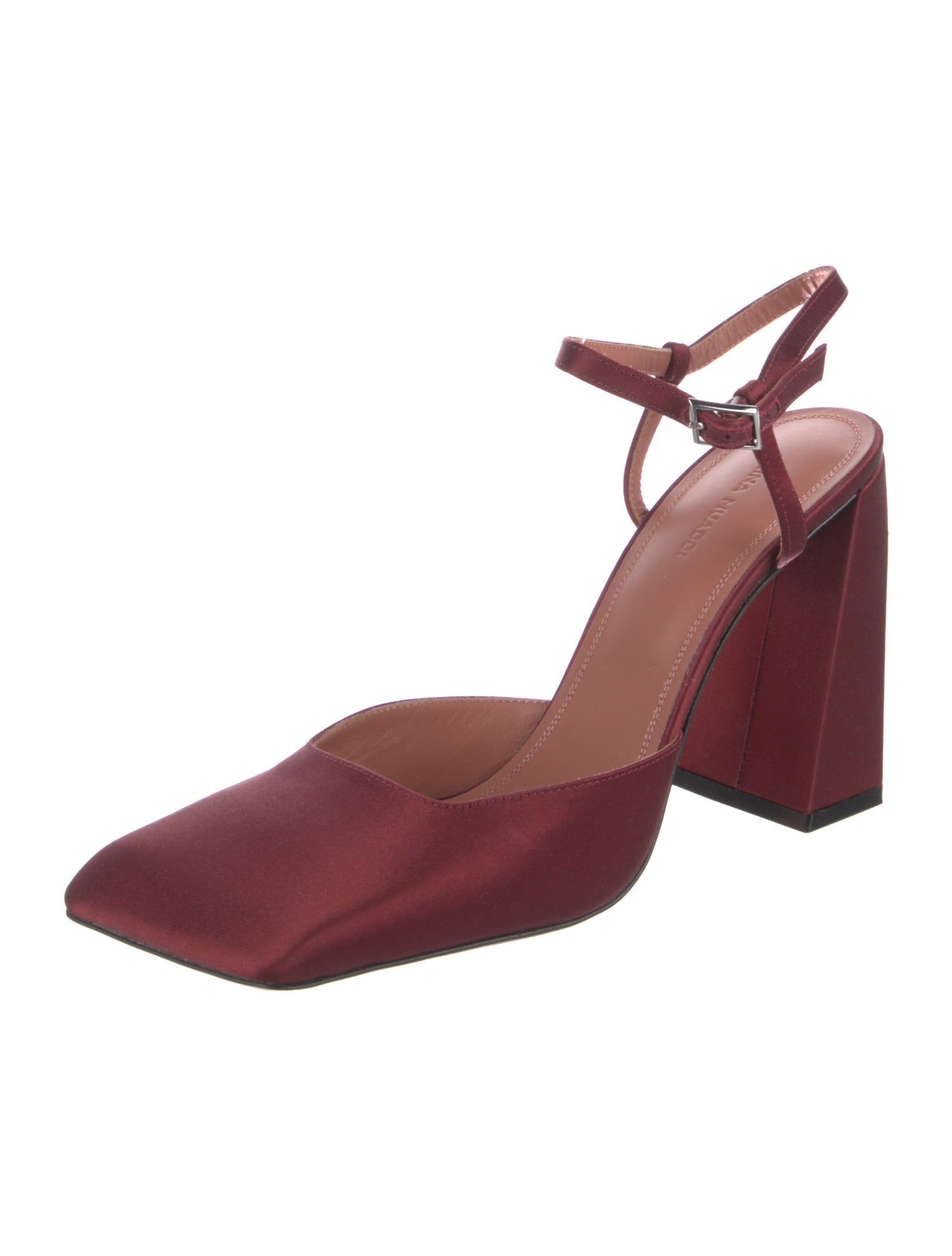 Amina Muaddi Charlotte Satin Slingback Pumps