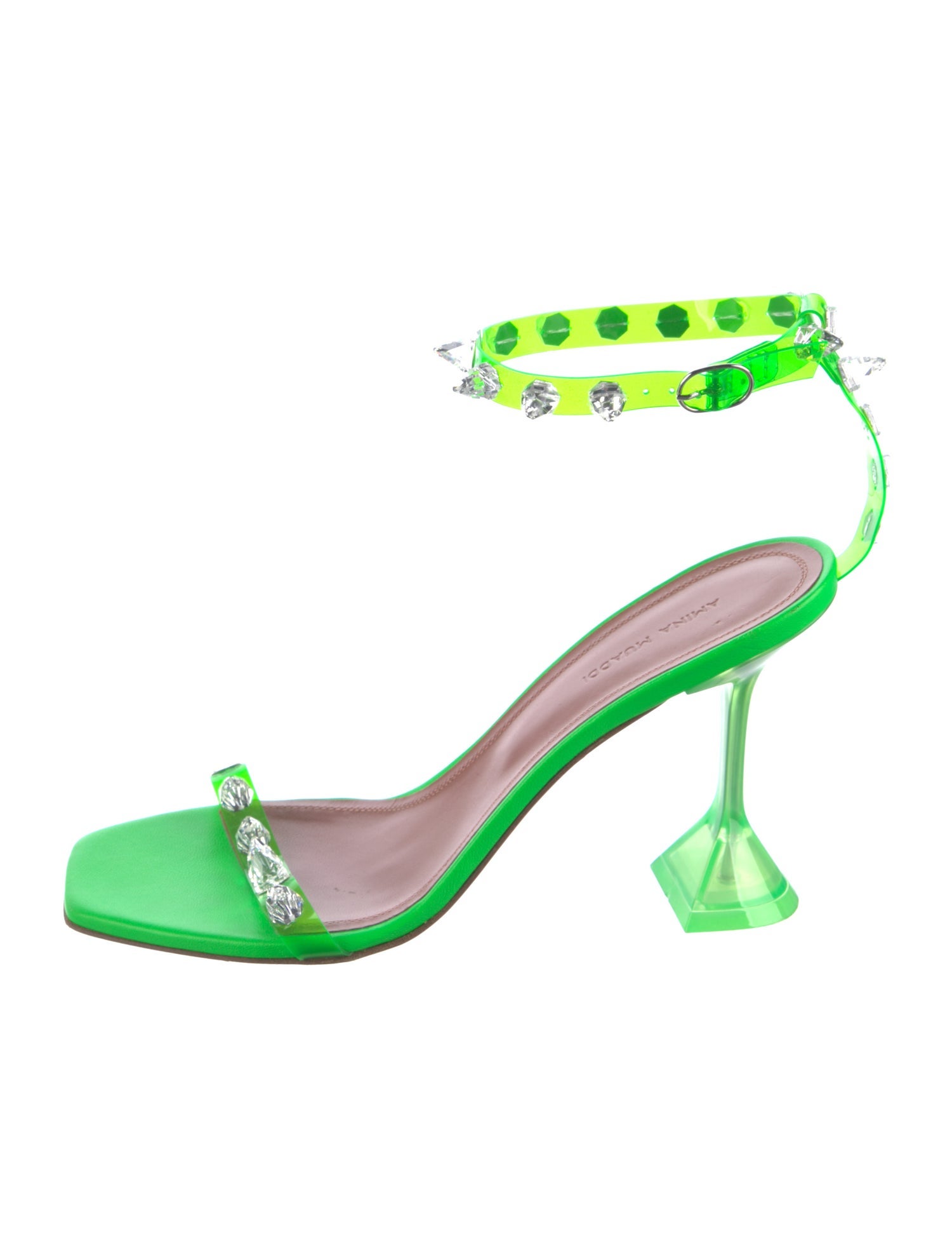 Amina Muaddi PVC Crystal Embellishments Sandals