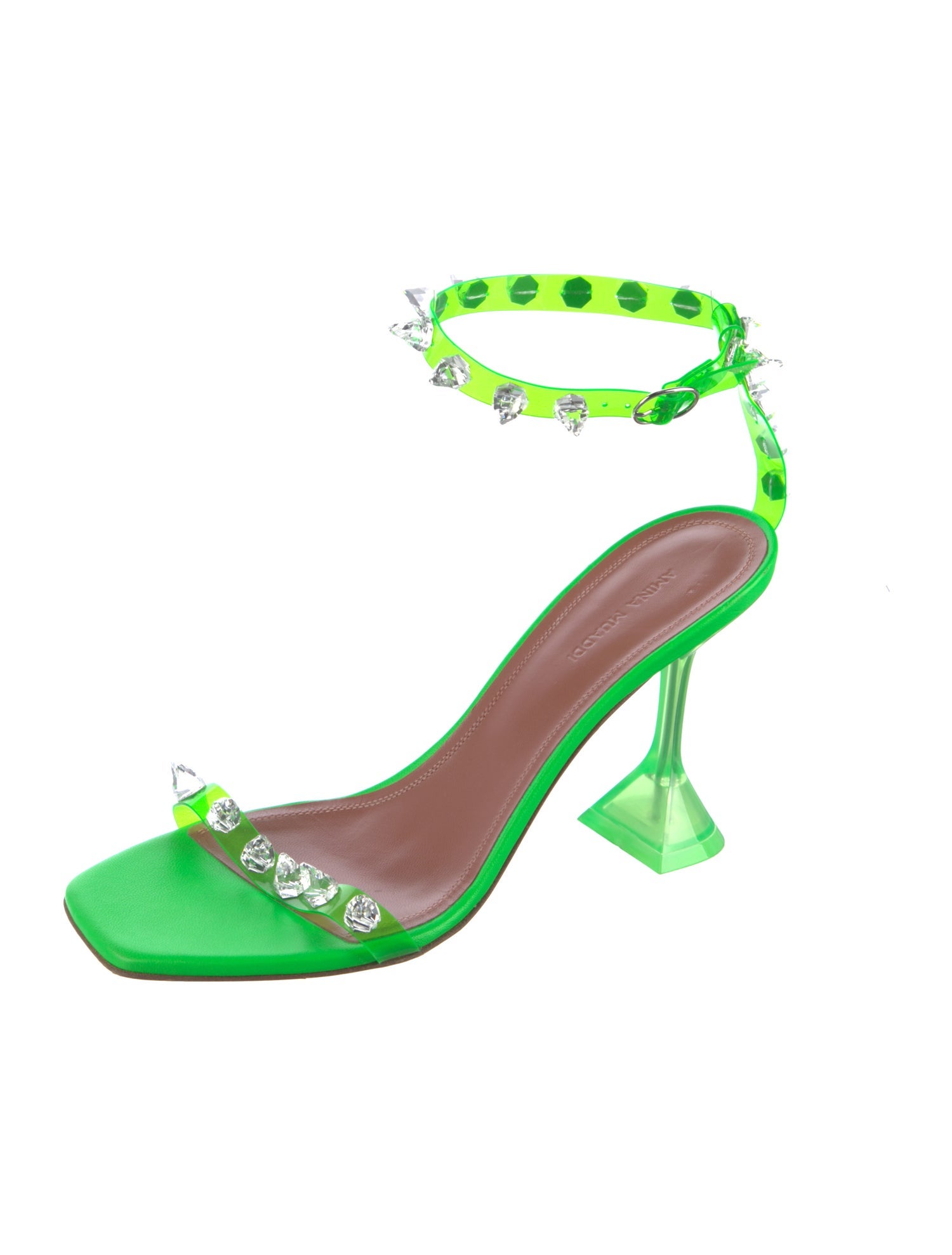 Amina Muaddi PVC Crystal Embellishments Sandals