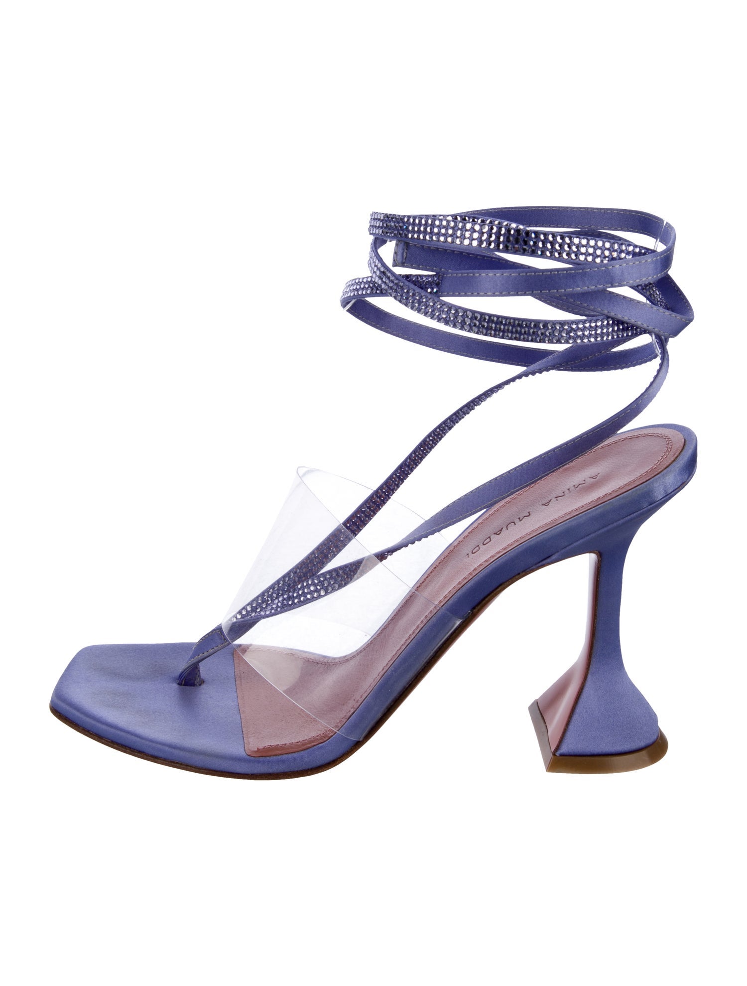 Amina Muaddi Zula Satin Gladiator Sandals