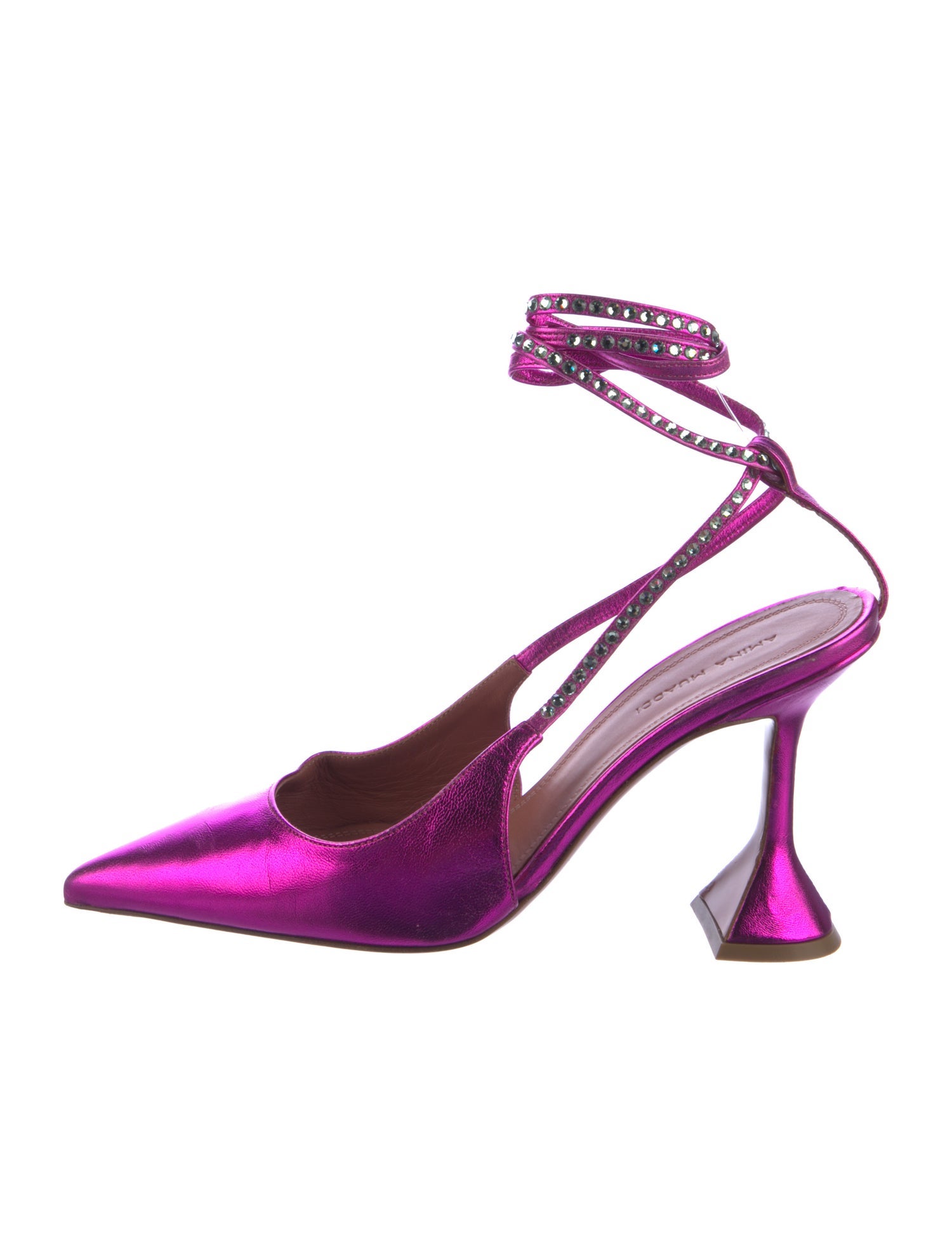 Amina Muaddi Karma Leather Slingback Pumps