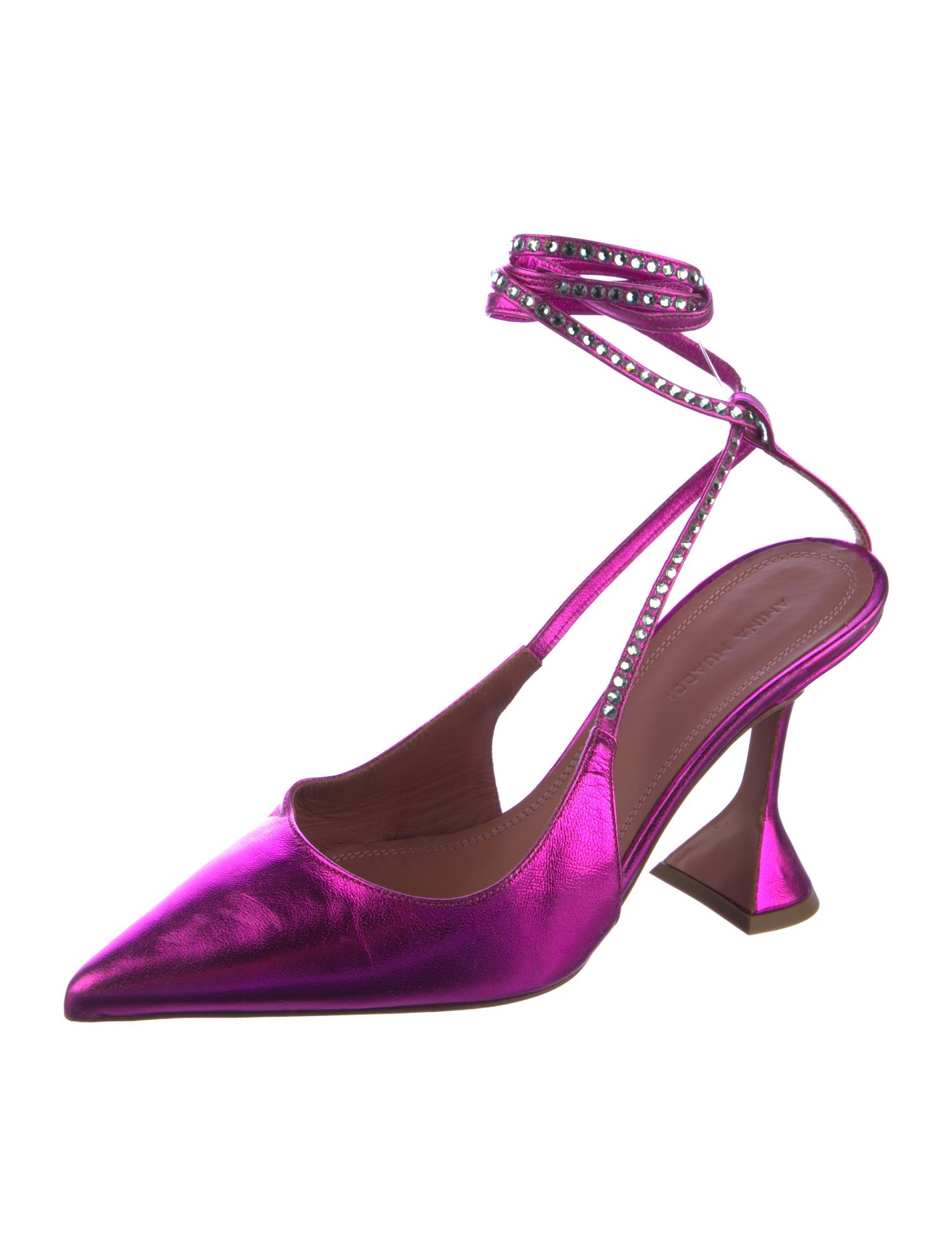 Amina Muaddi Karma Leather Slingback Pumps