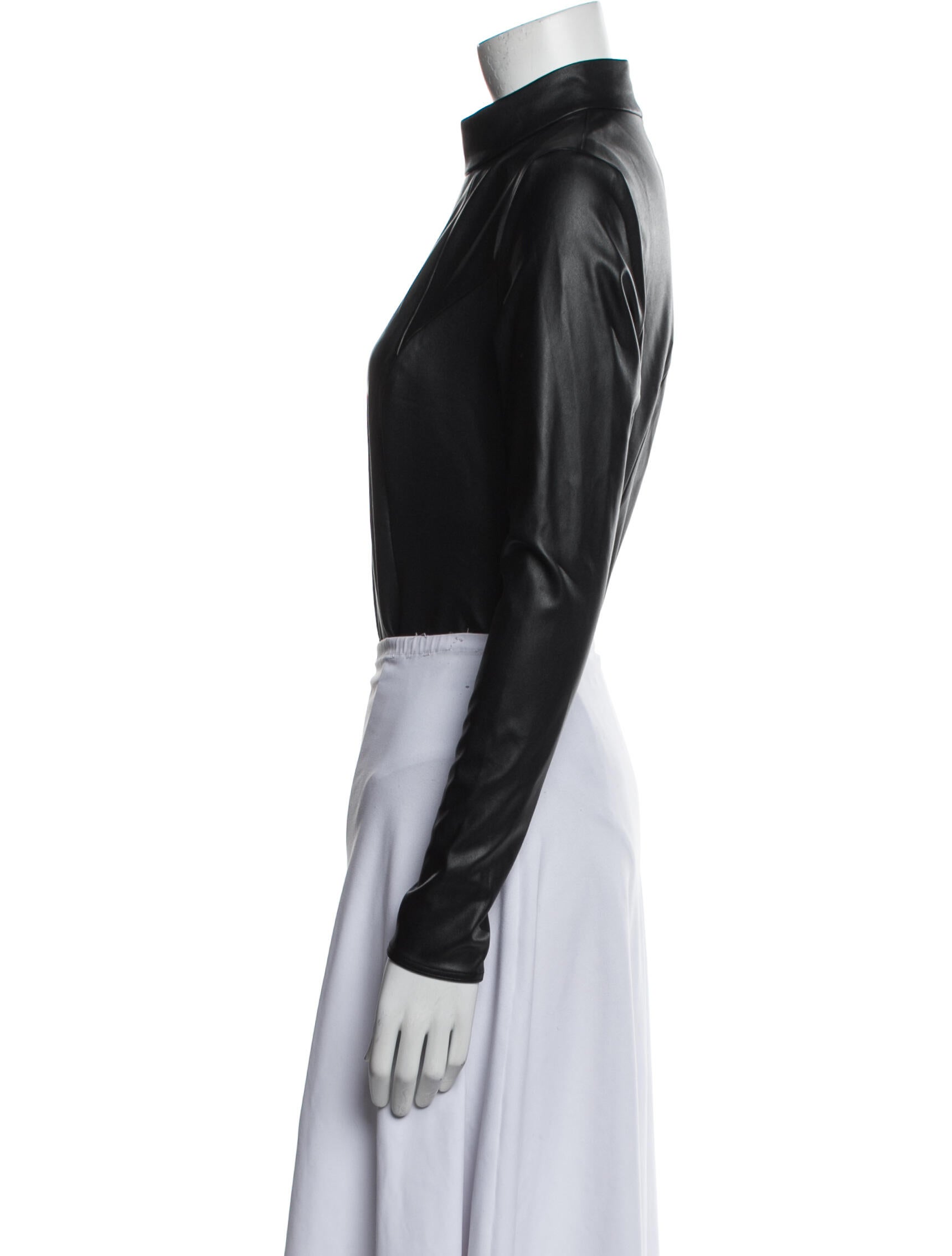 Amina Muaddi Leather Mock Neck Top w/ Tags