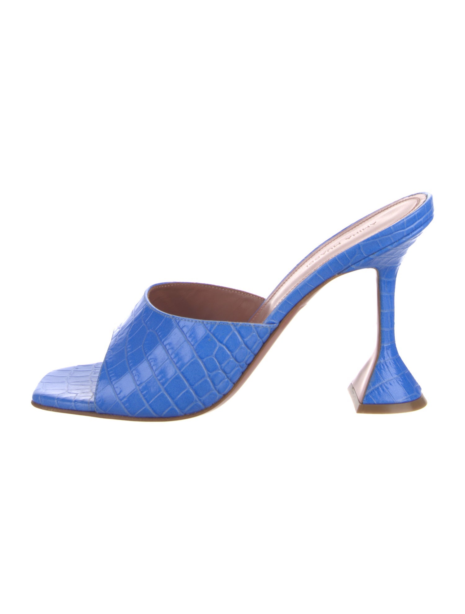 Amina Muaddi Embossed Leather Slides