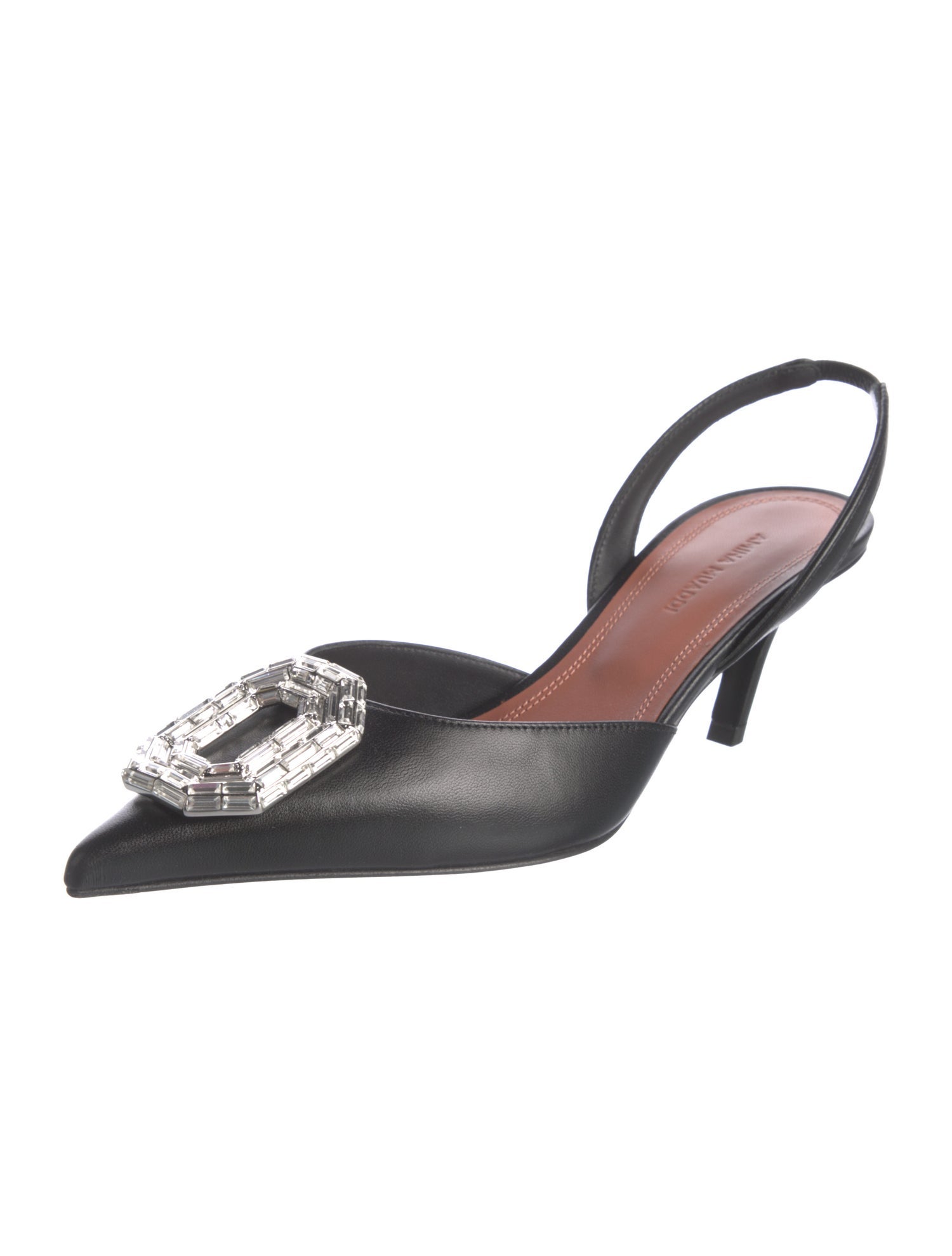 Amina Muaddi Camelia Satin Slingback Pumps w/ Tags