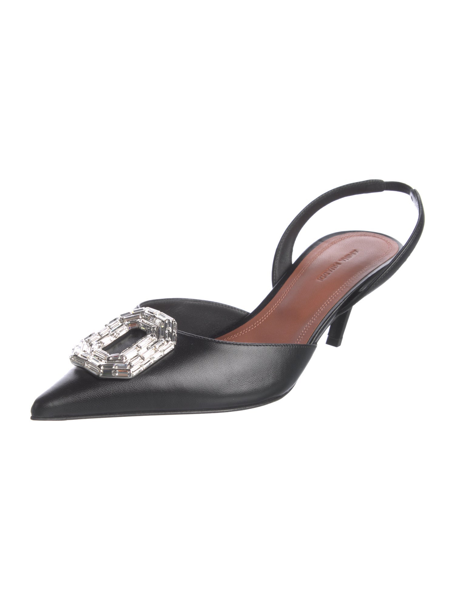 Amina Muaddi Camelia Satin Slingback Pumps w/ Tags