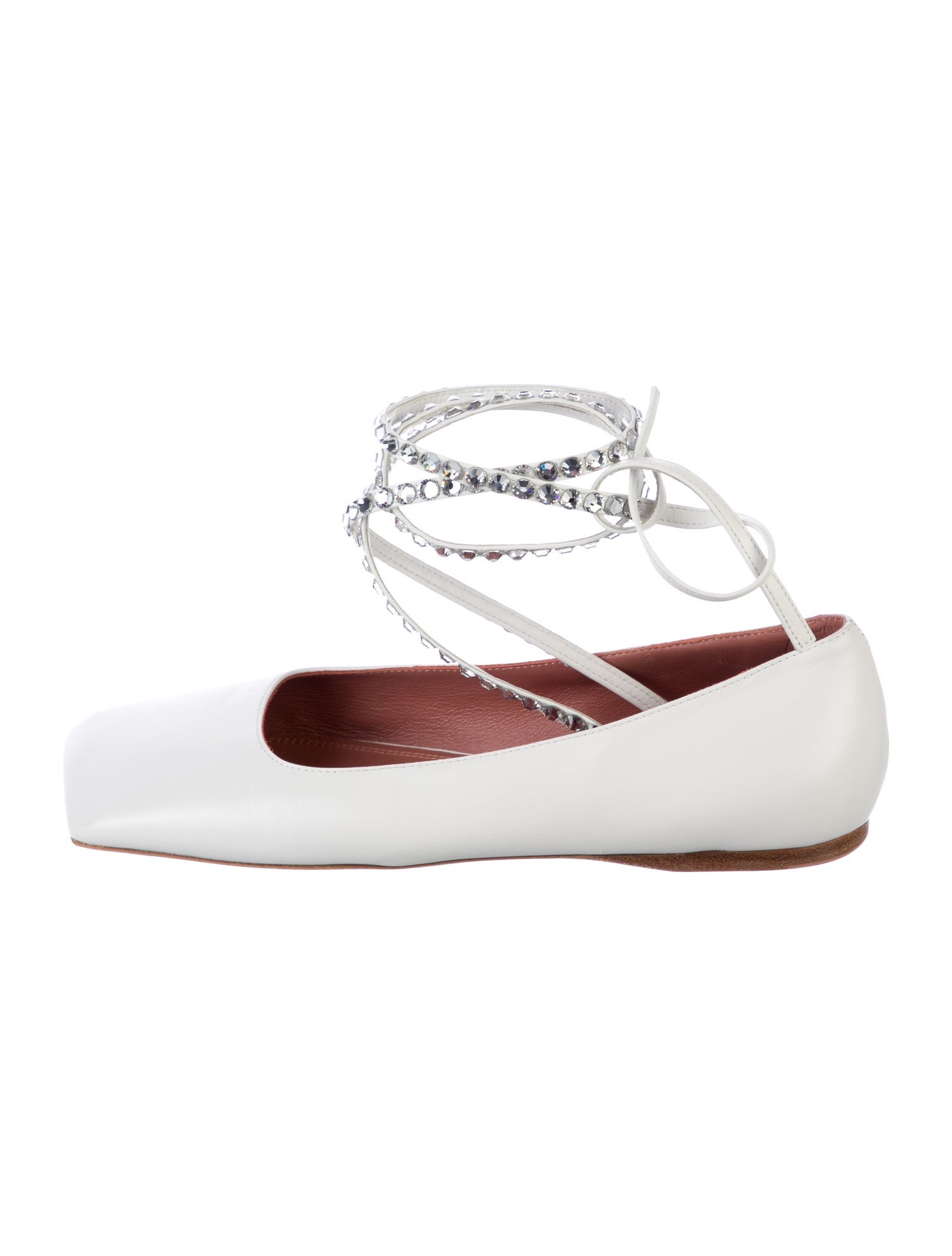 Amina Muaddi Leather Colorblock Pattern Flats