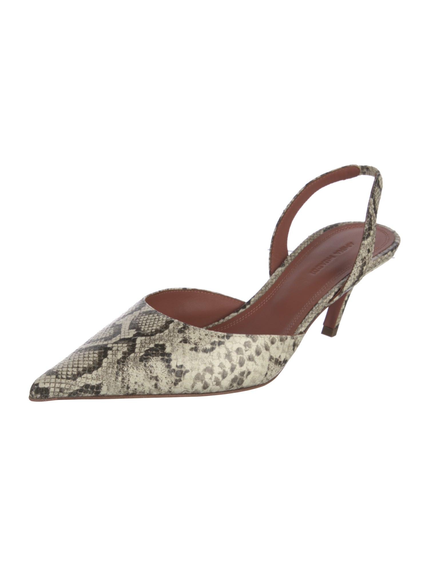 Amina Muaddi Satin Animal Print Slingback Pumps w/ Tags