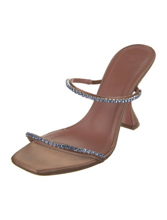 Amina Muaddi Satin Crystal Embellishments Slides