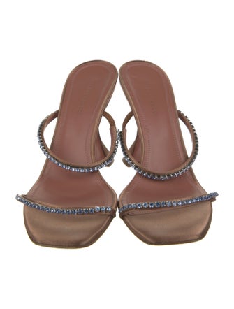 Amina Muaddi Satin Crystal Embellishments Slides