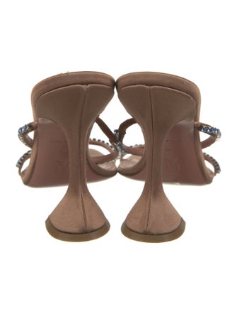 Amina Muaddi Satin Crystal Embellishments Slides