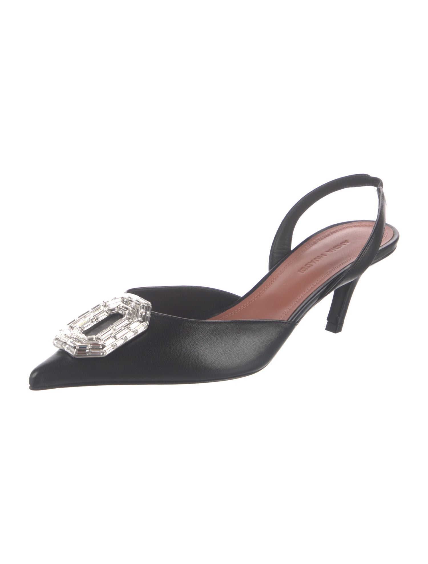 Amina Muaddi Camelia Leather Slingback Pumps