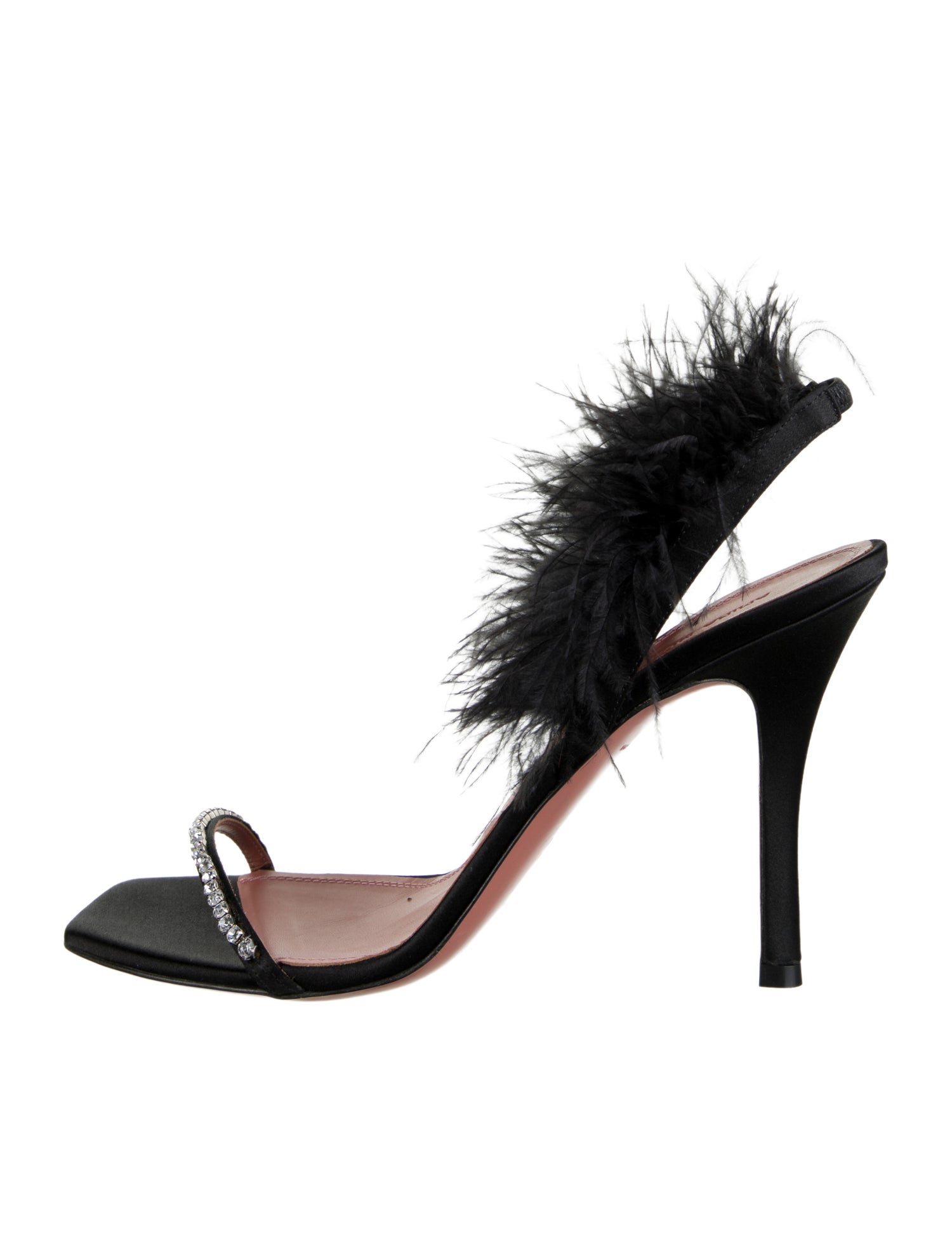 Amina Muaddi Satin Crystal Embellishments Slingback Sandals