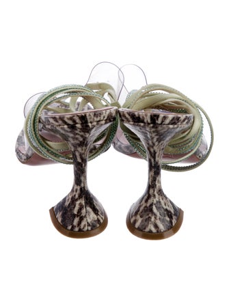 Amina Muaddi Zula Snakeskin Gladiator Sandals