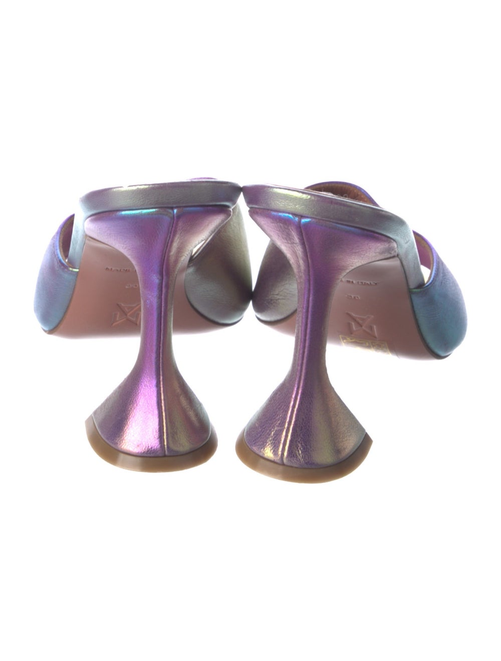 Amina Muaddi Lupita Slides Metallic & Purple Leat… - image 4