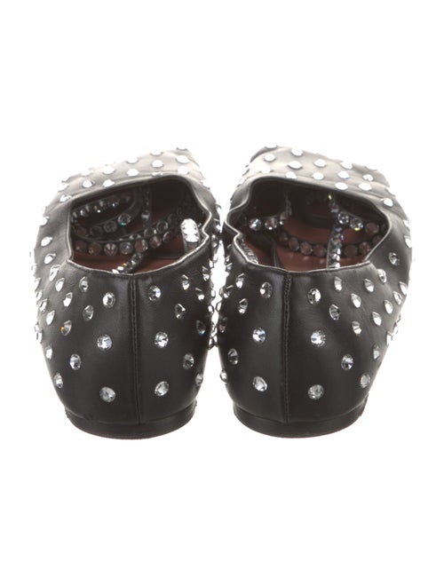 Amina Muaddi Leather Crystal Embellishments Ballet Flats