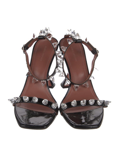 Amina Muaddi Patent Leather Crystal Embellishments Sandals