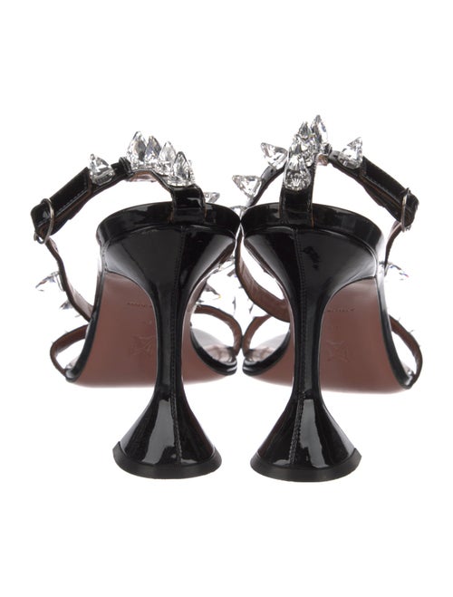 Amina Muaddi Patent Leather Crystal Embellishments Sandals
