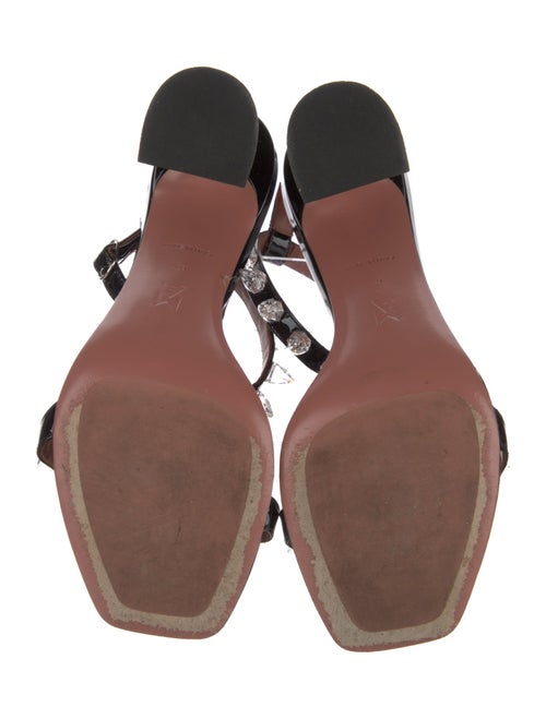Amina Muaddi Patent Leather Crystal Embellishments Sandals