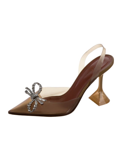 Amina Muaddi PVC Bow Accents Mules