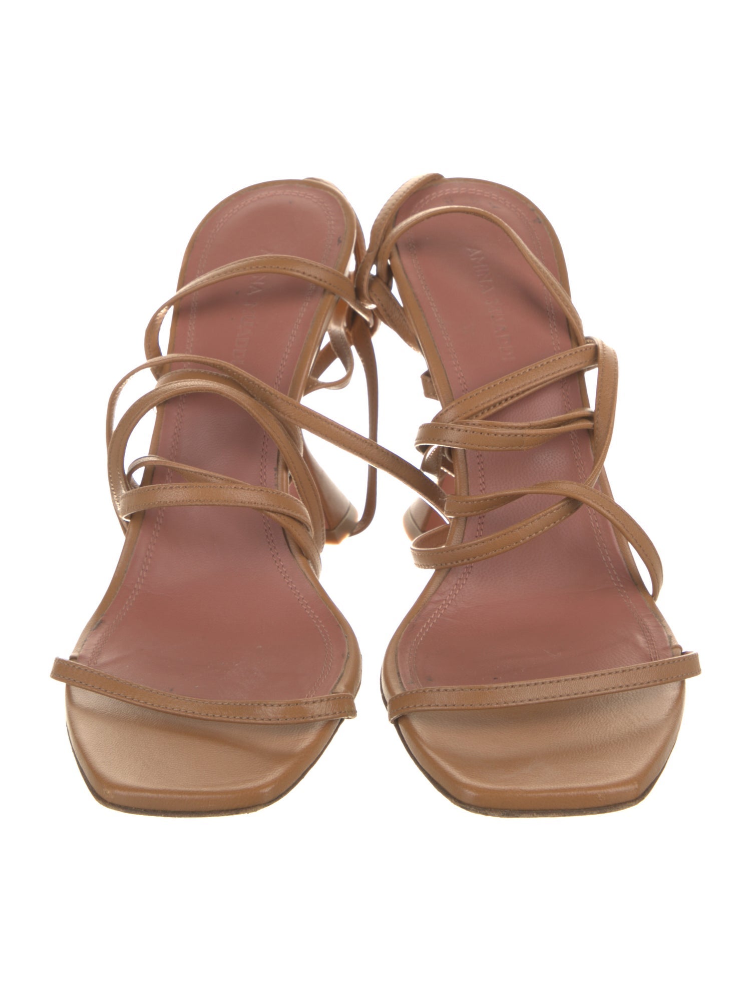 Amina Muaddi Leather Gladiator Sandals