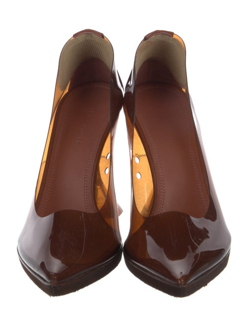 Amina Muaddi PVC Leather Trim Embellishment Pumps