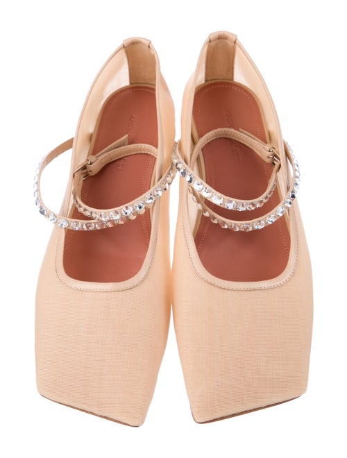 Amina Muaddi Mesh Crystal Embellishments Ballet Flats