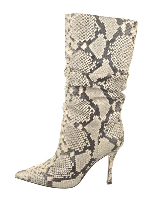 Amina Muaddi Leather Animal Print Boots