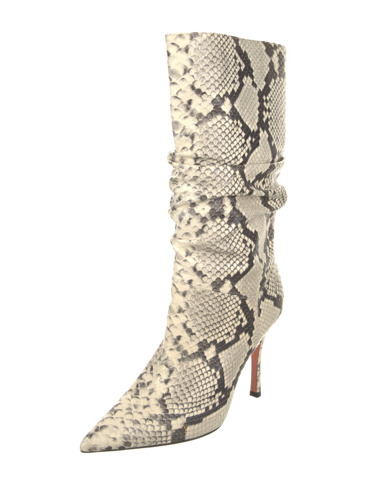 Amina Muaddi Leather Animal Print Boots