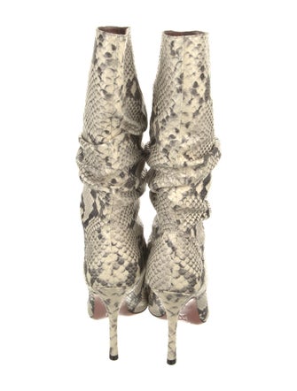 Amina Muaddi Leather Animal Print Boots