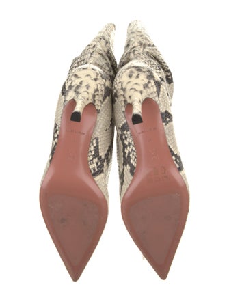 Amina Muaddi Leather Animal Print Boots