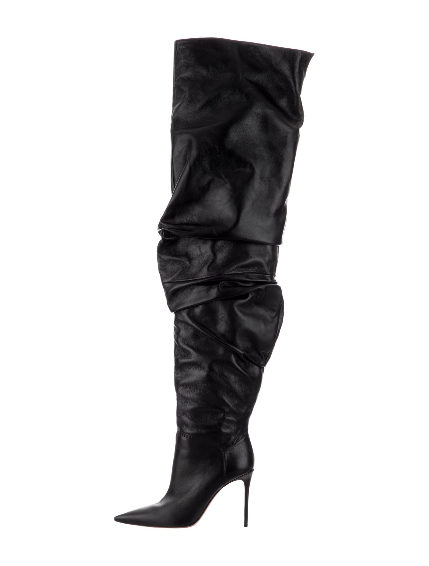 Amina Muaddi Jahleel Leather Slouch Boots