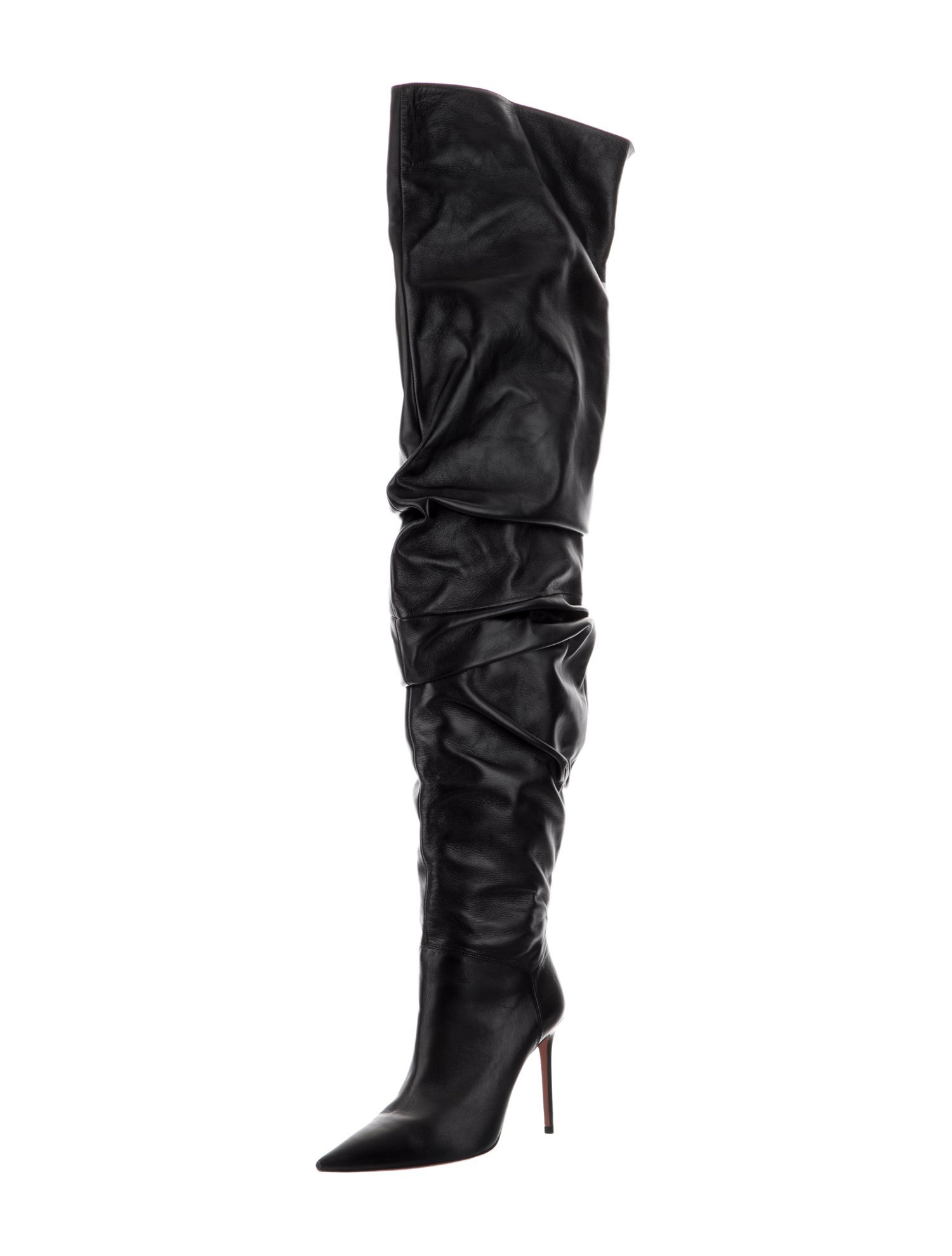 Amina Muaddi Jahleel Leather Slouch Boots