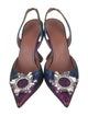 Amina Muaddi Suede Crystal Embellishments Slingback Pumps
