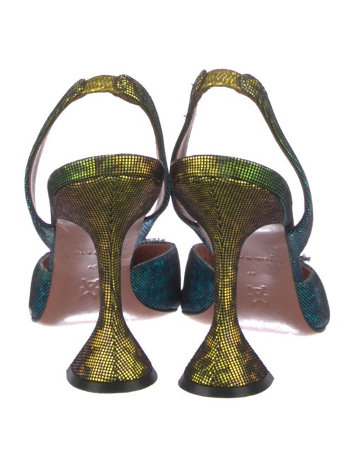 Amina Muaddi Suede Crystal Embellishments Slingback Pumps