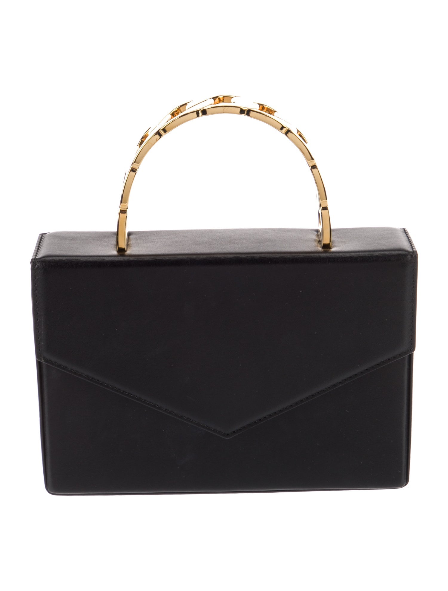 Amina Muaddi Leather Top Handle Bag