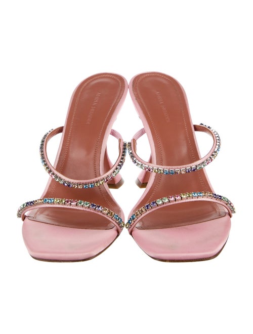 Amina Muaddi Satin Crystal Embellishments Slides