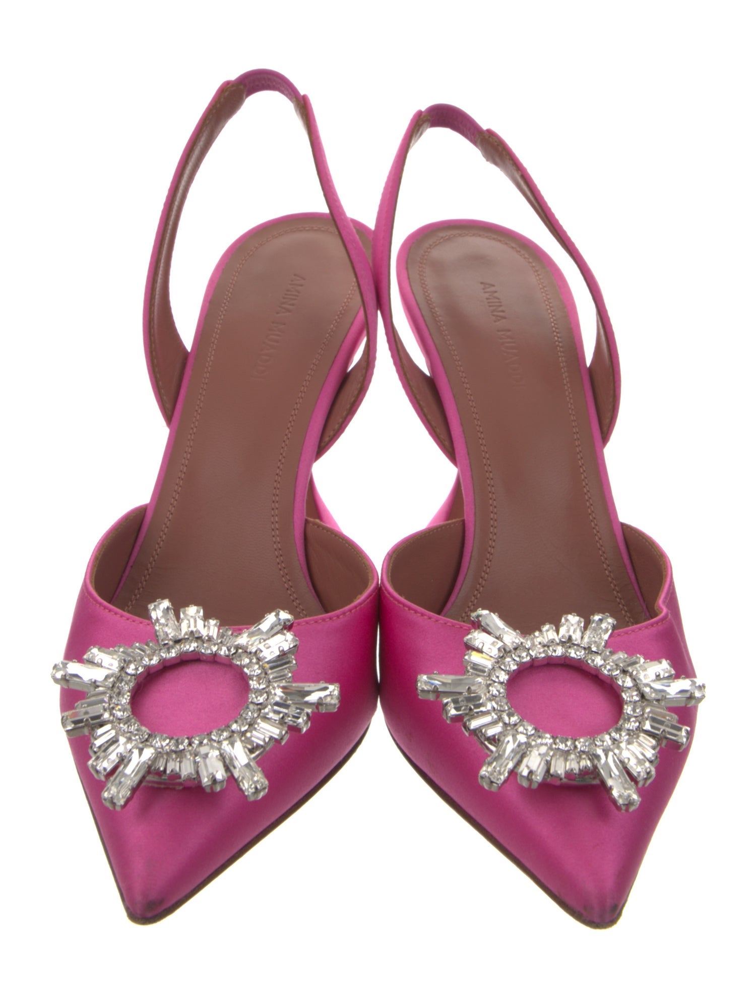 Amina Muaddi Satin Begum Satin Slingback Pumps